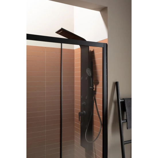 Душевая дверь в нишу AQUANET Pleasure AE60-N-130H200U-BT 130x200 стекло прозрачное, профиль чёрный