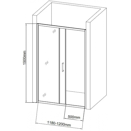 Душевая дверь в нишу AQUANET SD-1200A 120x190 стекло прозрачное, профиль хром