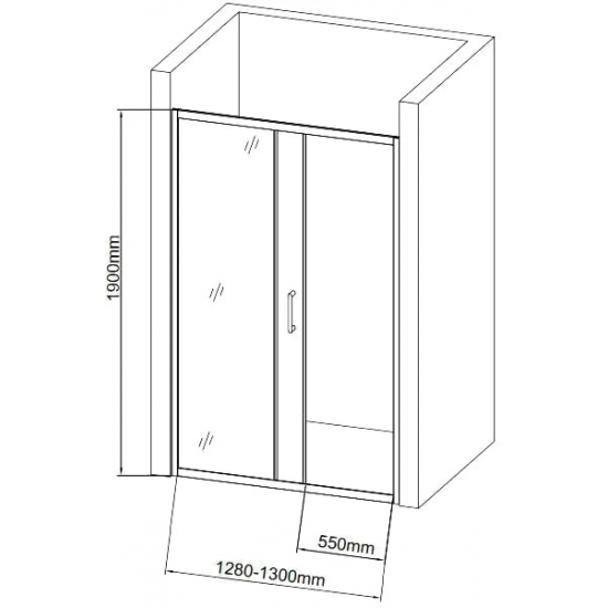 Душевая дверь в нишу AQUANET SD-1300A 130x190 стекло прозрачное, профиль хром