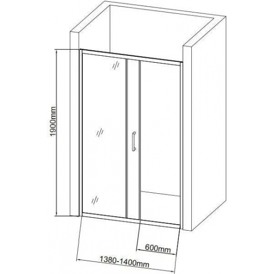 Душевая дверь в нишу AQUANET SD-1400A 140x190 стекло прозрачное, профиль хром