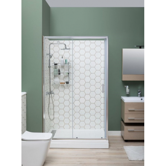 Душевая дверь в нишу AQUANET SD-1400A 140x190 стекло прозрачное, профиль хром