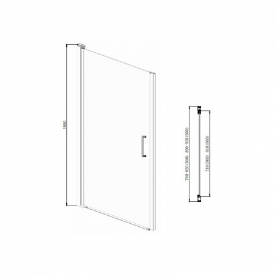 Душевая дверь в нишу AZARIO ALBERTA AZ-NK6211 90x190 стекло прозрачное, профиль серебро 