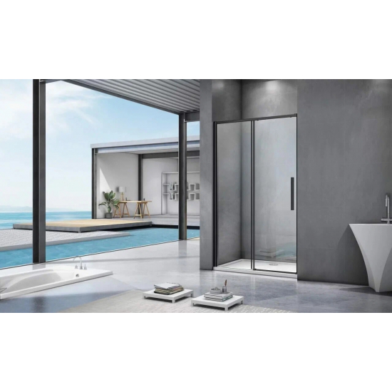 Душевая дверь в нишу BAS Good door Idea WTW-130-C-B 130x195 стекло прозрачное, профиль чёрный