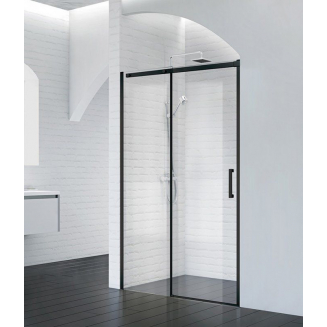 Душевая дверь в нишу BelBagno ACQUA-BF-1-150-C-NERO стекло прозрачное, профиль чёрный