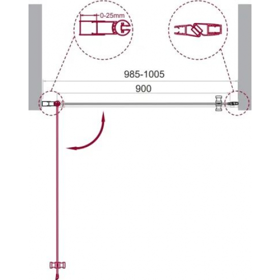 Душевая дверь в нишу BelBagno ETNA-B-1-100-C-Cr стекло прозрачное, профиль хром