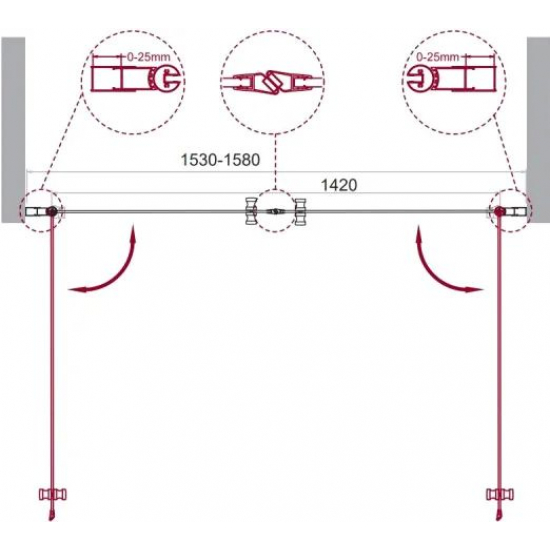 Душевая дверь в нишу BelBagno ETNA-B-2-160-C-Cr стекло прозрачное, профиль хром