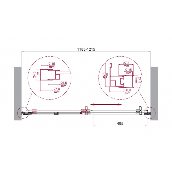 Душевая дверь в нишу BelBagno LUCE-BF-1-120-P-Cr стекло рифлёное, профиль хром