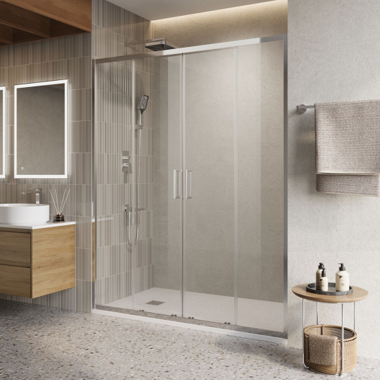 Душевая дверь в нишу BelBagno LUCE-BF-2-150-C-Cr стекло прозрачное, профиль хром