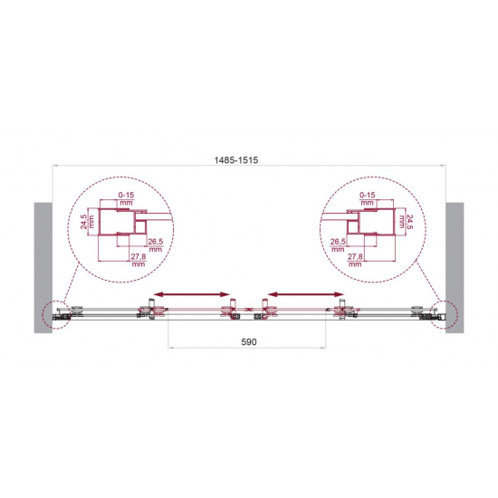 Душевая дверь в нишу BelBagno LUCE-BF-2-150-C-Cr стекло прозрачное, профиль хром