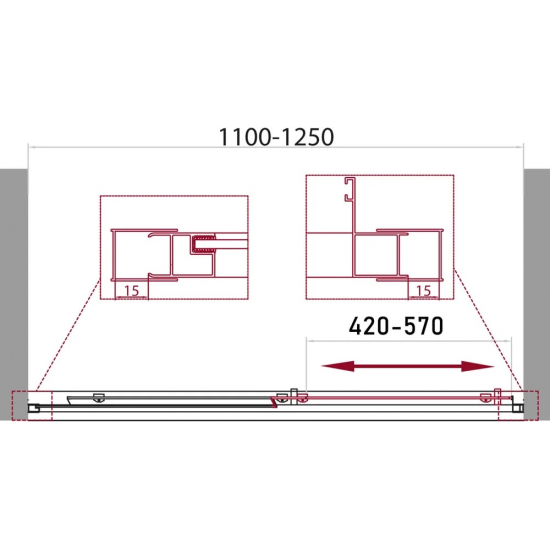 Душевая дверь в нишу BelBagno UNIQUE-BF-1-110/125-P-Cr стекло рифлёное, профиль хром