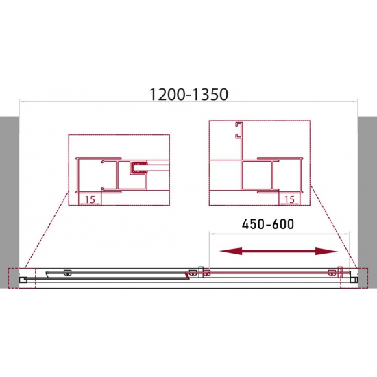 Душевая дверь в нишу BelBagno UNIQUE-BF-1-120/135-C-Cr стекло прозрачное, профиль хром
