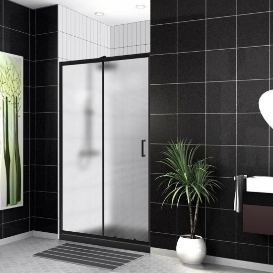Душевая дверь в нишу BelBagno UNO-195-BF-1-120-P-NERO стекло рифлёное, профиль чёрный