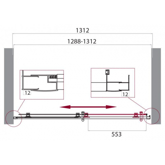Душевая дверь в нишу BelBagno UNO-195-BF-1-130-C-Cr стекло прозрачное, профиль хром