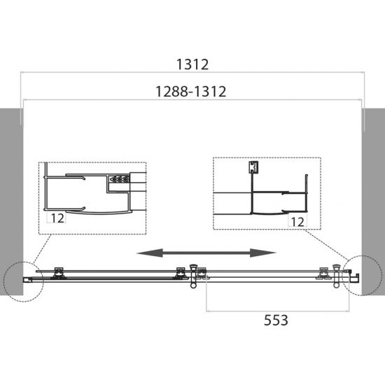 Душевая дверь в нишу BelBagno UNO-195-BF-1-130-CH-CR стекло шиншила, профиль хром