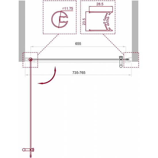Душевая дверь в нишу BelBagno UNO-B-1-75-C-Cr стекло прозрачное, профиль хром