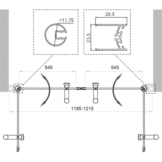 Душевая дверь в нишу BelBagno UNO-B-2-120-CH-Cr стекло шиншила, профиль хром