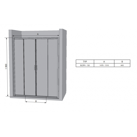 Душевая дверь в нишу RAVAK Blix BLDP4-150 150x190 стекло прозрачное, профиль хром