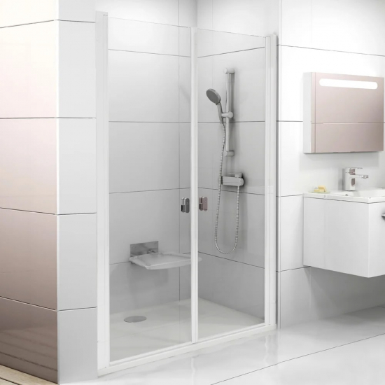 Душевая дверь в нишу RAVAK Chrome CSDL2-120 120x195 стекло прозрачное, профиль белый