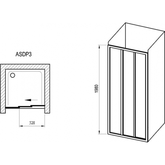 Душевая дверь в нишу RAVAK Supernova ASDP3-100 100x198 стекло грейп, профиль сатин
