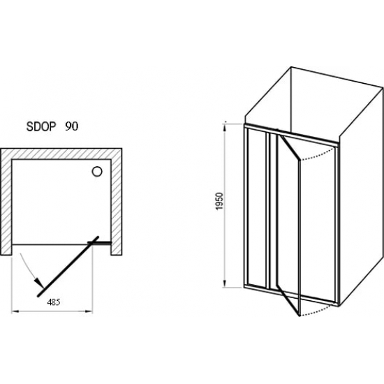Душевая дверь в нишу RAVAK Supernova SDOP-90 90x195 стекло прозрачное, профиль белый