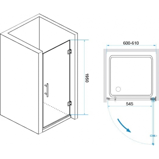 Душевая дверь в нишу RGW Hotel HO-011 60х195 стекло прозрачное, профиль хром 