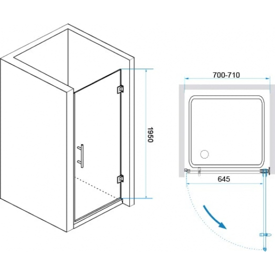 Душевая дверь в нишу RGW Hotel HO-011 70х195 стекло прозрачное, профиль хром 