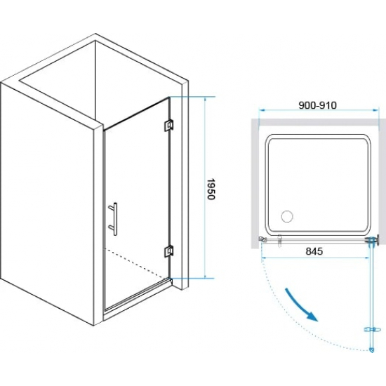 Душевая дверь в нишу RGW Hotel HO-011 90х195 стекло прозрачное, профиль хром 