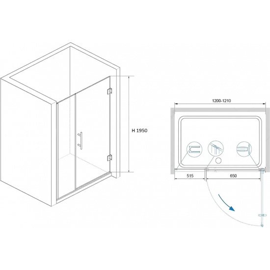 Душевая дверь в нишу RGW Hotel HO-012 120х195 стекло тонированное, профиль хром 
