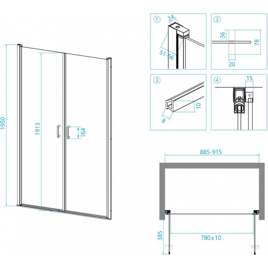 Душевая дверь в нишу RGW Leipzig Le-06 90 x195 прозрачное стекло, профиль хром