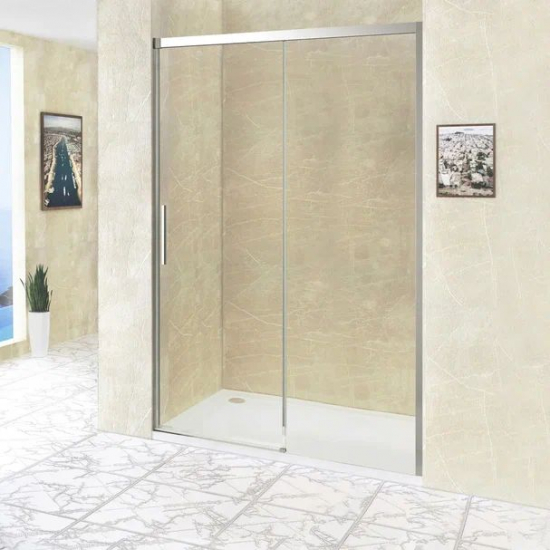 Душевая дверь в нишу RGW Leipzig LE-12 с автодоводчиком 100x195 стекло прозрачное, профиль хром