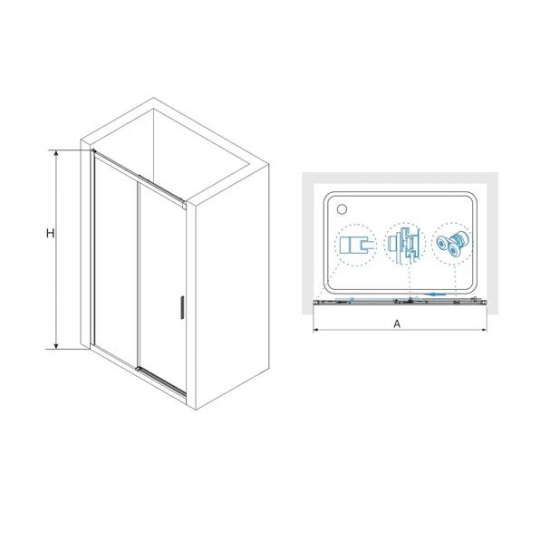 Душевая дверь в нишу RGW Leipzig LE-12 с автодоводчиком 120x195 стекло прозрачное, профиль хром