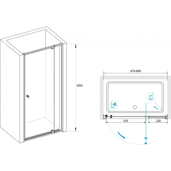 Душевая дверь в нишу RGW Passage PA-02 70x185 стекло шиншилла, профиль хром