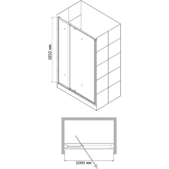Душевая дверь в нишу RGW Passage PA-02 90x185 стекло прозрачное, профиль хром