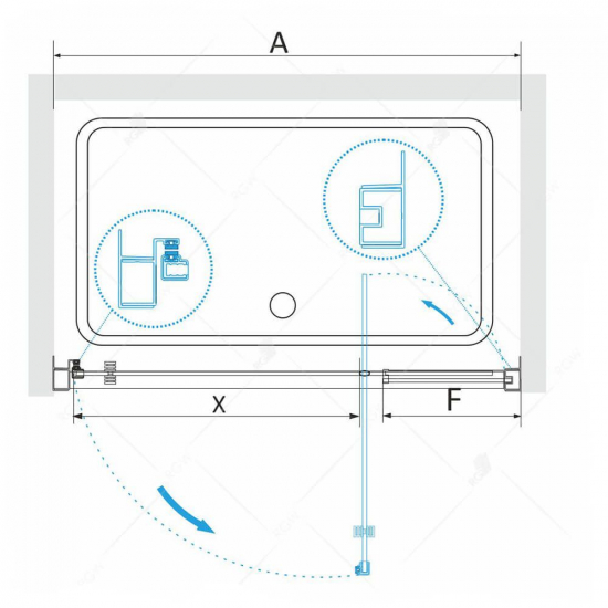 Душевая дверь в нишу RGW Passage PA-02B 120x185 стекло прозрачное, профиль чёрный