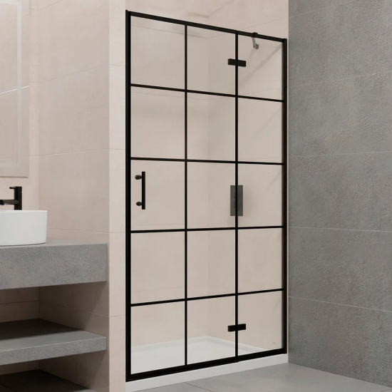 Душевая дверь в нишу RGW Passage PA-07B 120x195 стекло прозрачное, профиль чёрный, R