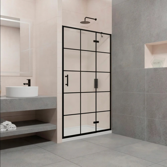 Душевая дверь в нишу RGW Passage PA-07B 120x195 стекло прозрачное, профиль чёрный, R