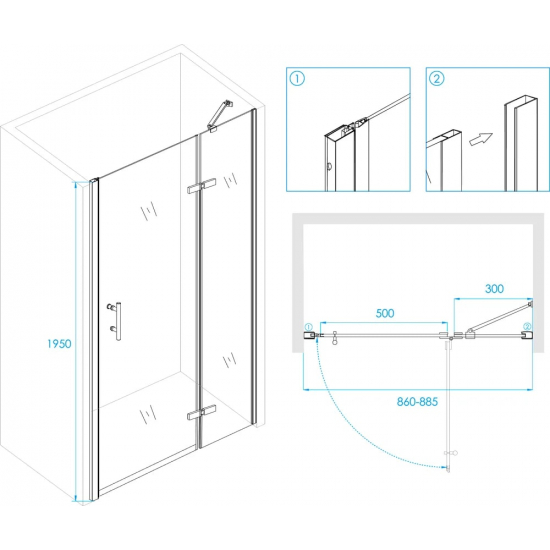 Душевая дверь в нишу RGW Passage PA-07B 90x195 стекло прозрачное, профиль чёрный, R
