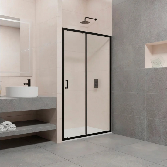 Душевая дверь в нишу RGW Passage PA-14B 120x195 стекло прозрачное, профиль чёрный