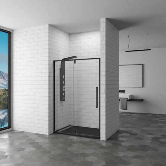Душевая дверь в нишу RGW Stilvoll SV-03B 120x200 стекло прозрачное, профиль чёрный