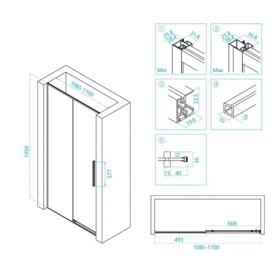 Душевая дверь в нишу RGW Stilvoll SV-12 110x195 стекло прозрачное, профиль хром
