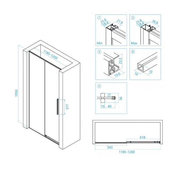 Душевая дверь в нишу RGW Stilvoll SV-12 120x195 стекло прозрачное, профиль хром