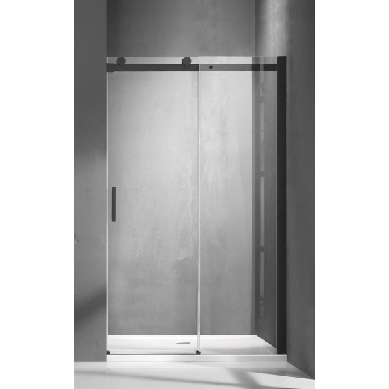 Душевая дверь в нишу SANTREK AQUA Evo-DF-1500-С-Matt Black 150x195 стекло прозрачное, профиль чёрный