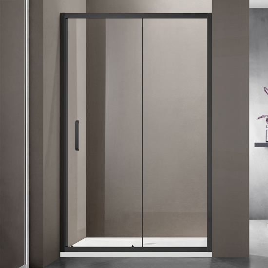 Душевая дверь в нишу SANTREK AQUA Iris-DF-1000-C-Matt Black 100x185 профиль чёрный