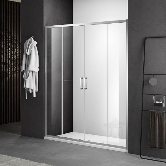 Душевая дверь в нишу SANTREK AQUA Iris-DF-1600-C-Chrome 160x185 стекло прозрачное, профиль хром