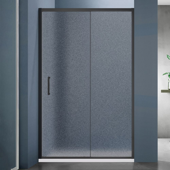 Душевая дверь в нишу SANTREK AQUA Lea-DF-1300-G-Matt Black 130x185 стекло грейп, профиль чёрный
