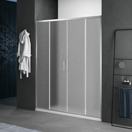 Душевая дверь в нишу SANTREK AQUA Lea-DF-1500-G-Chrome 150x185 стекло грейп, профиль хром