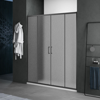 Душевая дверь в нишу SANTREK AQUA Lea-DF-1600-G-Matt Black 160x185 стекло грейп, профиль чёрный