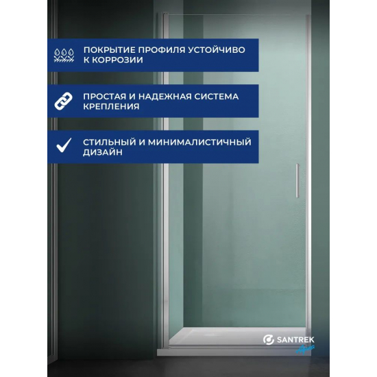 Душевая дверь в нишу SANTREK AQUA Luna-DP-800-C-Chrome 80x185 стекло прозрачное, профиль хром