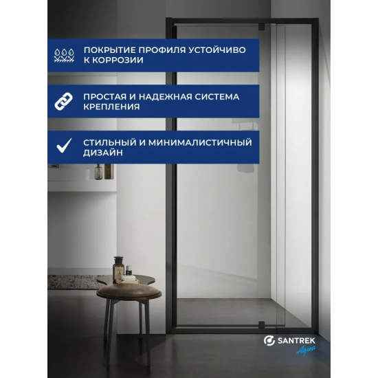 Душевая дверь в нишу SANTREK AQUA Time-DF-DP-1200-C-Matt Black 120x195, профиль чёрный