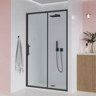 Душевая дверь в нишу VECONI Evo 100 B 150x195 стекло прозрачное, профиль чёрный